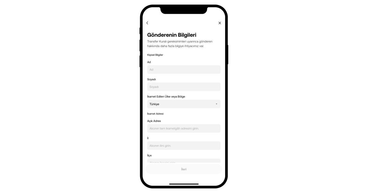 Gönderenin Bilgileri