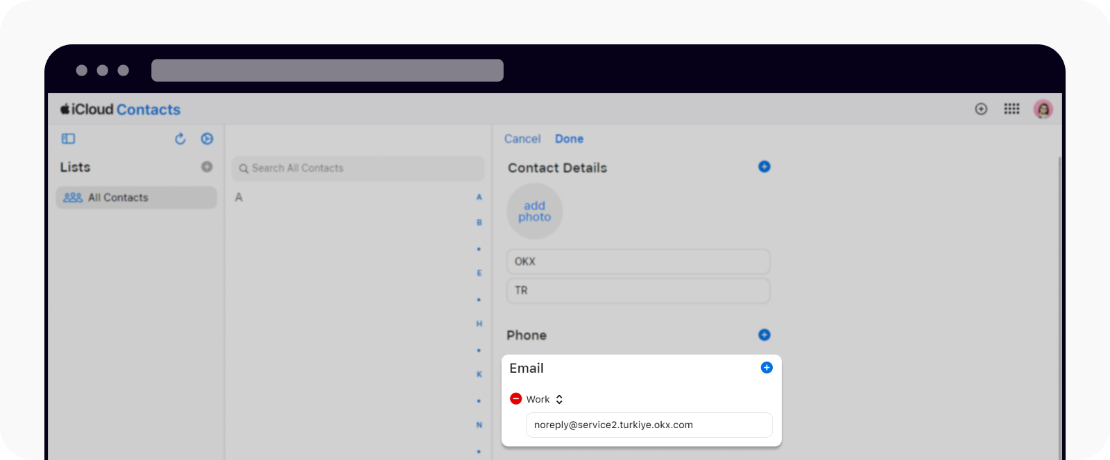 CT-web-mail address whitelist-iCloud fill in email to be whitelist