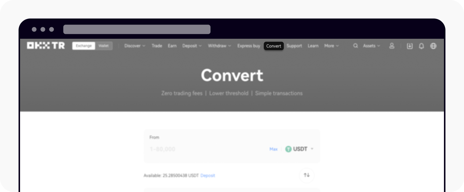 Open Convert page on OKX TR web