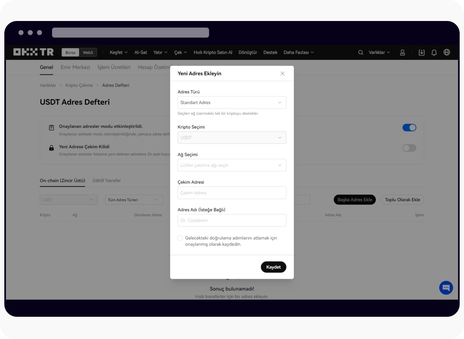 CT-web-withdraw-allowlist add address tr